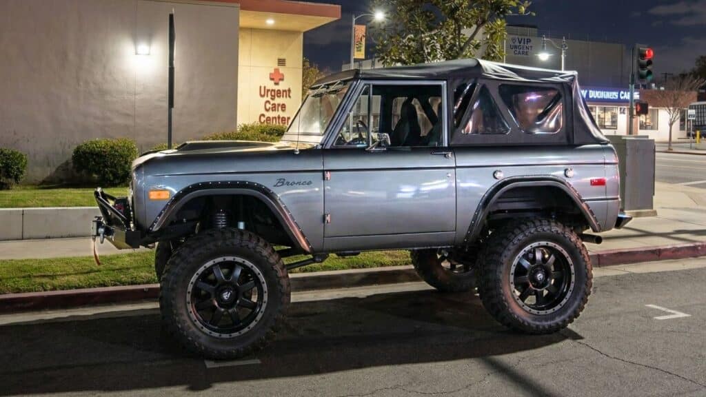 Stolen custom 1974 Ford Bronco, black and charcoal gray paint, 9-inch lift, 4x4. Stolen in Van Nuys, CA.