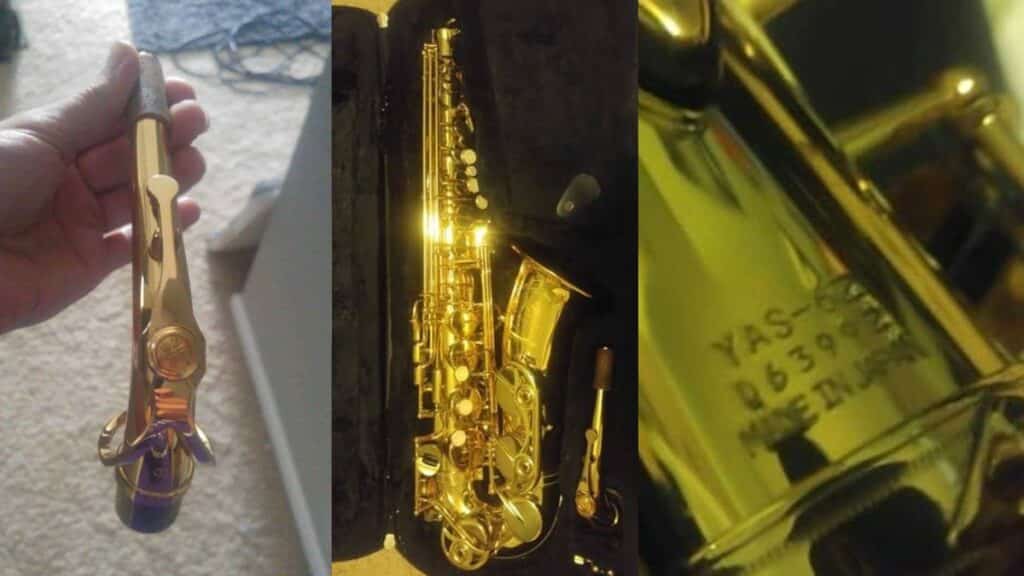 Stolen gold Yamaha YAS-62 saxophone, Serial Number D63992, reported missing in Pine Bluff, Arkansas. Case 26-0098.