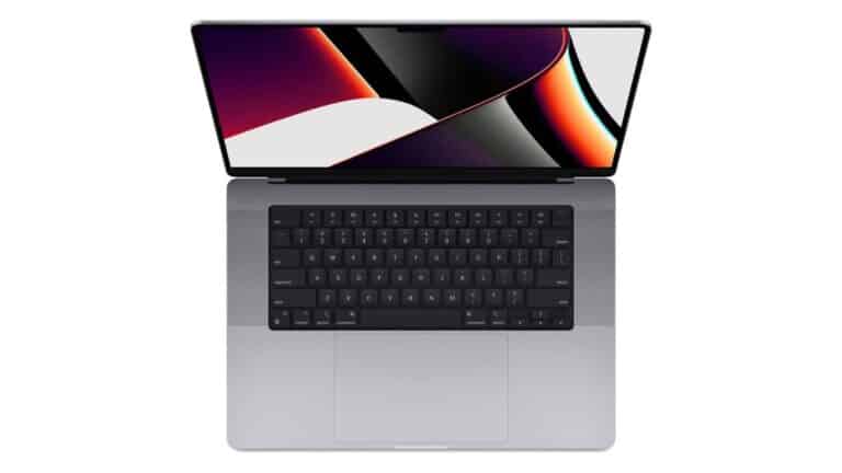 Stolen Apple MacBook Pro 16-inch Laptop (Serial #DQV6NJMWVJ) in Woodland Hills, CA." and "Close-up profile of the stolen Apple MacBook Pro missing from Woodland Hills, CA.