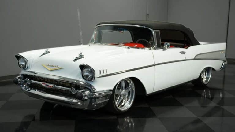 Stolen Chevrolet Bel Air Classic Car (VIN #VC57J193968) in St. Louis, MO." and "Close-up profile of the stolen Chevrolet Bel Air missing from St. Louis, MO.