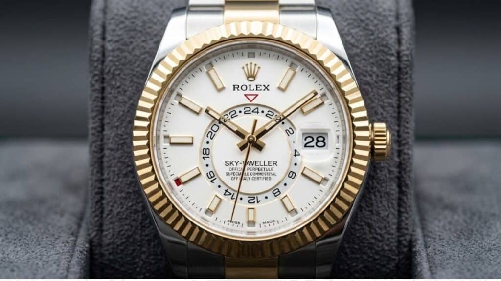 Yellow gold Rolex Sky-Dweller Model 326933 luxury watch stolen in Spring, Texas.