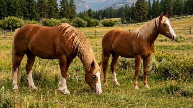 Stolen sorrel grade gelding horses named Bodacious and Odin, featuring flaxen manes and tails, with no microchips.